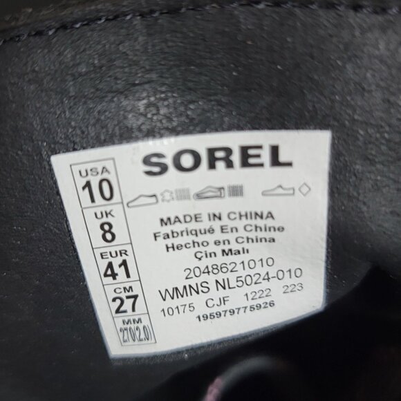 NEW Sorel Evie II NW Lace Up Boots Womens 10 Black Casual Outdoors Rugged - Picture 8 of 9